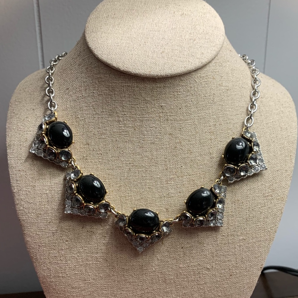 Stella & Dot black/silver Rory necklace with box